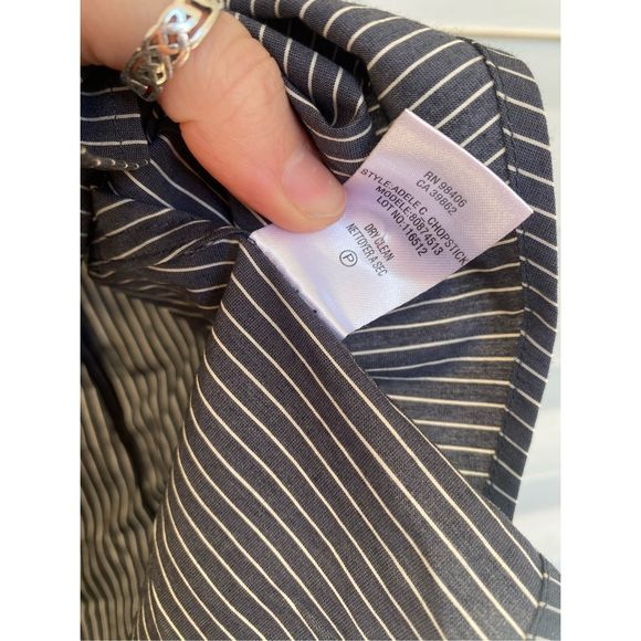 Theory Adele C Chopstick Black White Stripe Polo Cotton Blouse, Size Medium - Picture 4 of 8